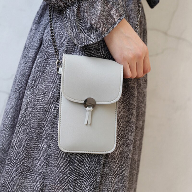 Ketting telefoon tasje helder transparant venster raakt scherm crossbody mobiele telefoon tasje  h9: Grijs