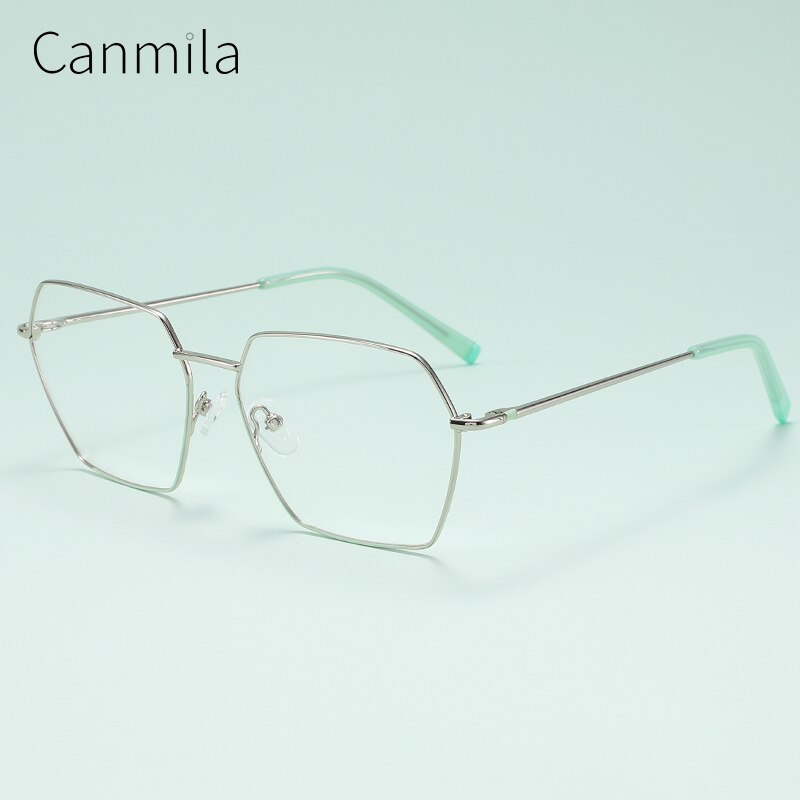Monturas de gafas grandes de Metal ultraligeras para mujer, anteojos ópticos Vintage con prescripción de miopía, polígono, Canmila BOM1131