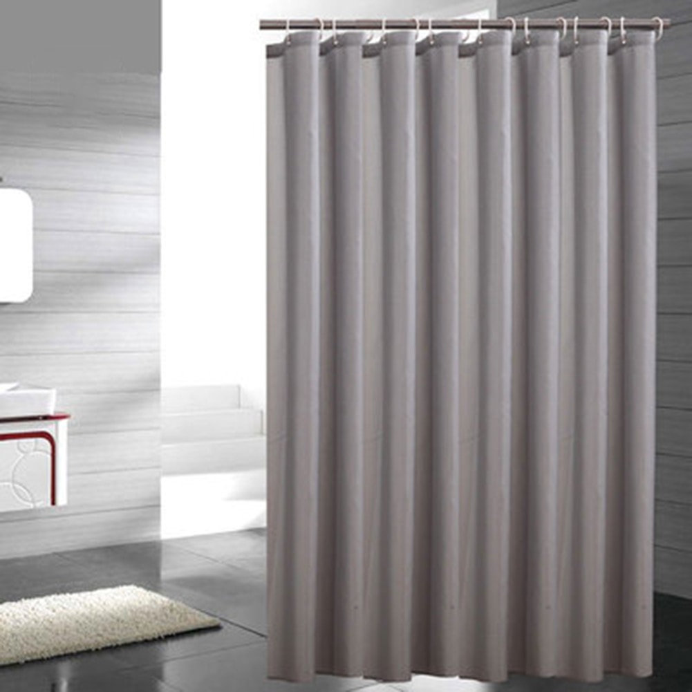 Shower Curtain Grey Polyester Waterproof Bathing Sheer With Hooks For Home Decoration Bathroom 3 Sizes