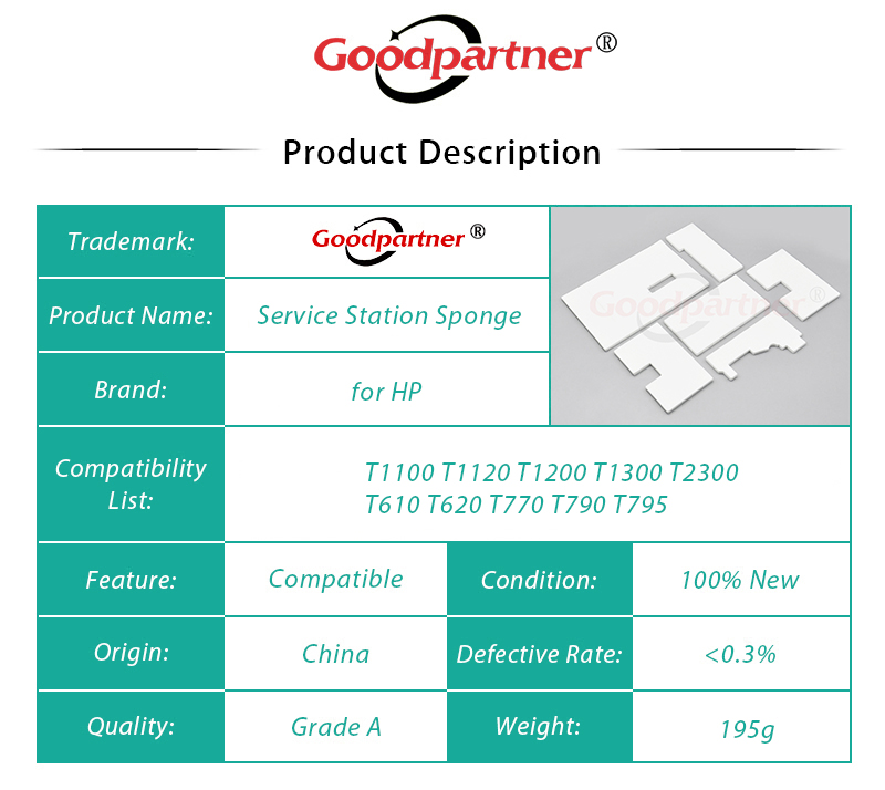 Estación de Servicio de Q5669-60667, almohadilla de esponja para HP T1100, T1120, T1200, T1300, Z2100, T2300, Z3100, Z3200, Z5200, T610, T620, T770, T790, T795, 1 unidad