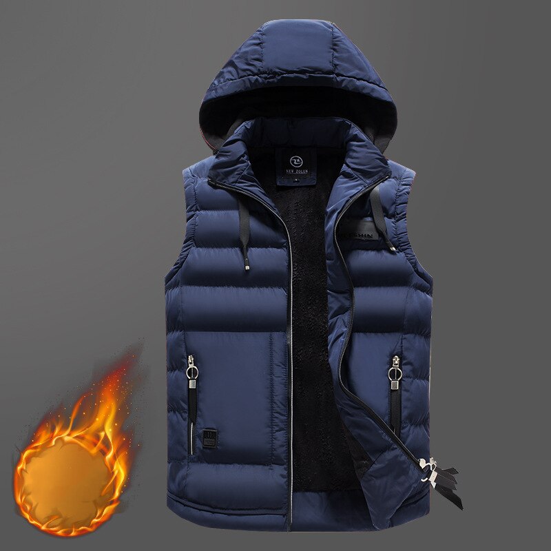 Gilet et épais pour hommes, veste sans manches, manteau polaire à capuche, 815, printemps, automne hiver: 815 dark blue / XL