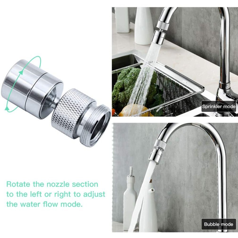 360 gegree Swivel Tap Water Saving Faucet Brass Adjustable 2 Modes Kitchen Bathroom Faucet Bubbler Filter with Nozzle Adapter