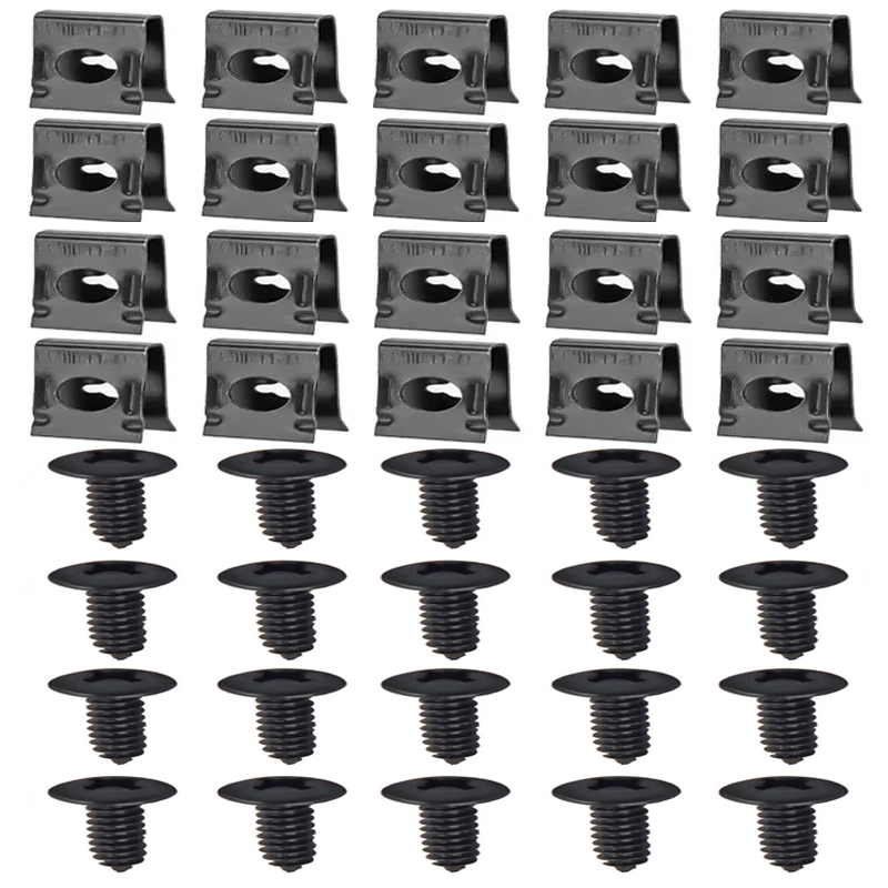 Viti autofilettanti clip di fissaggio in metallo per clip di tipo U per auto moto con vite kit di fogli di ferro per viti con clip di protezione antiruggine: Arancione