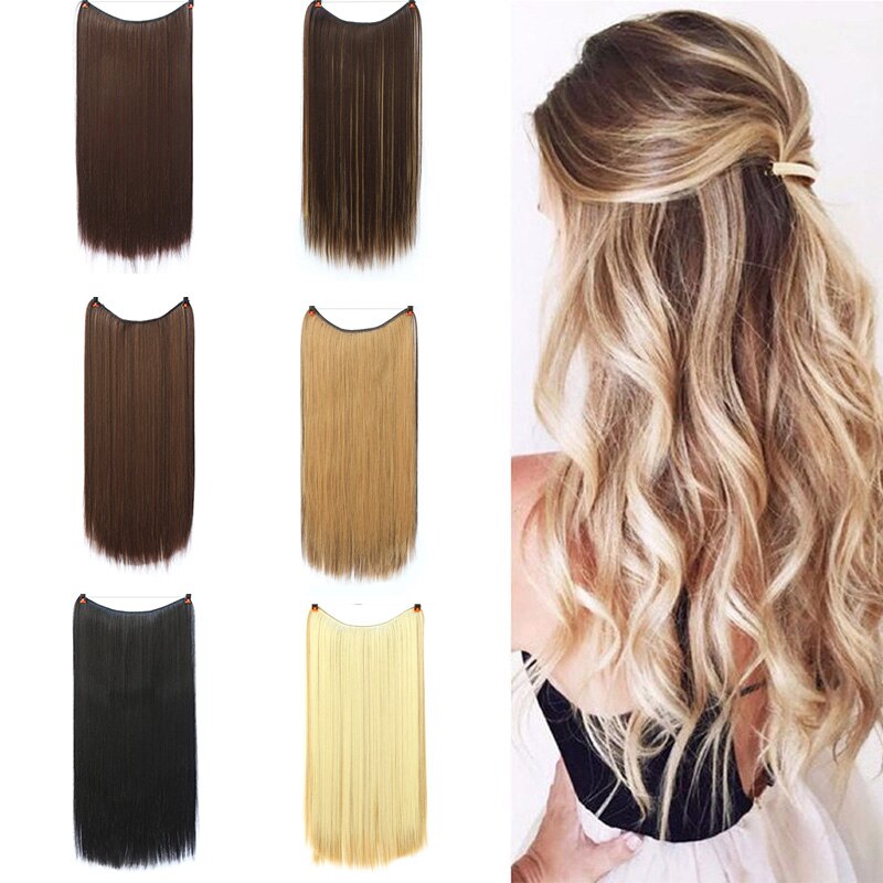 Extensiones de pelo Natural liso WERD, extensiones de pelo Artificial de fibra química de alta temperatura, pelo grande ondulado