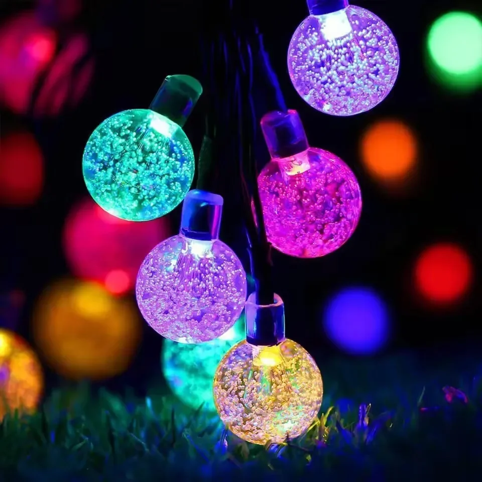 Solar Bubble Ball Light Lichtslingers Outdoor Crystal Globe LED Kerstverlichting Tuinfeest Pasen Kerst Bruiloft Decoraties: orange / 0-5W