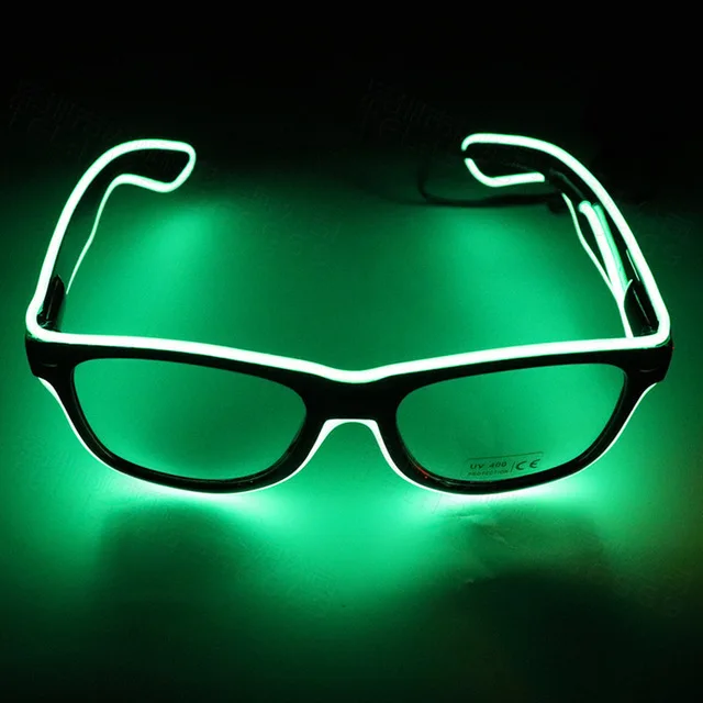 Fede blinkende briller el wire led-briller glødende festartikler belysning klart lys festival fest glød solbriller: Grøn
