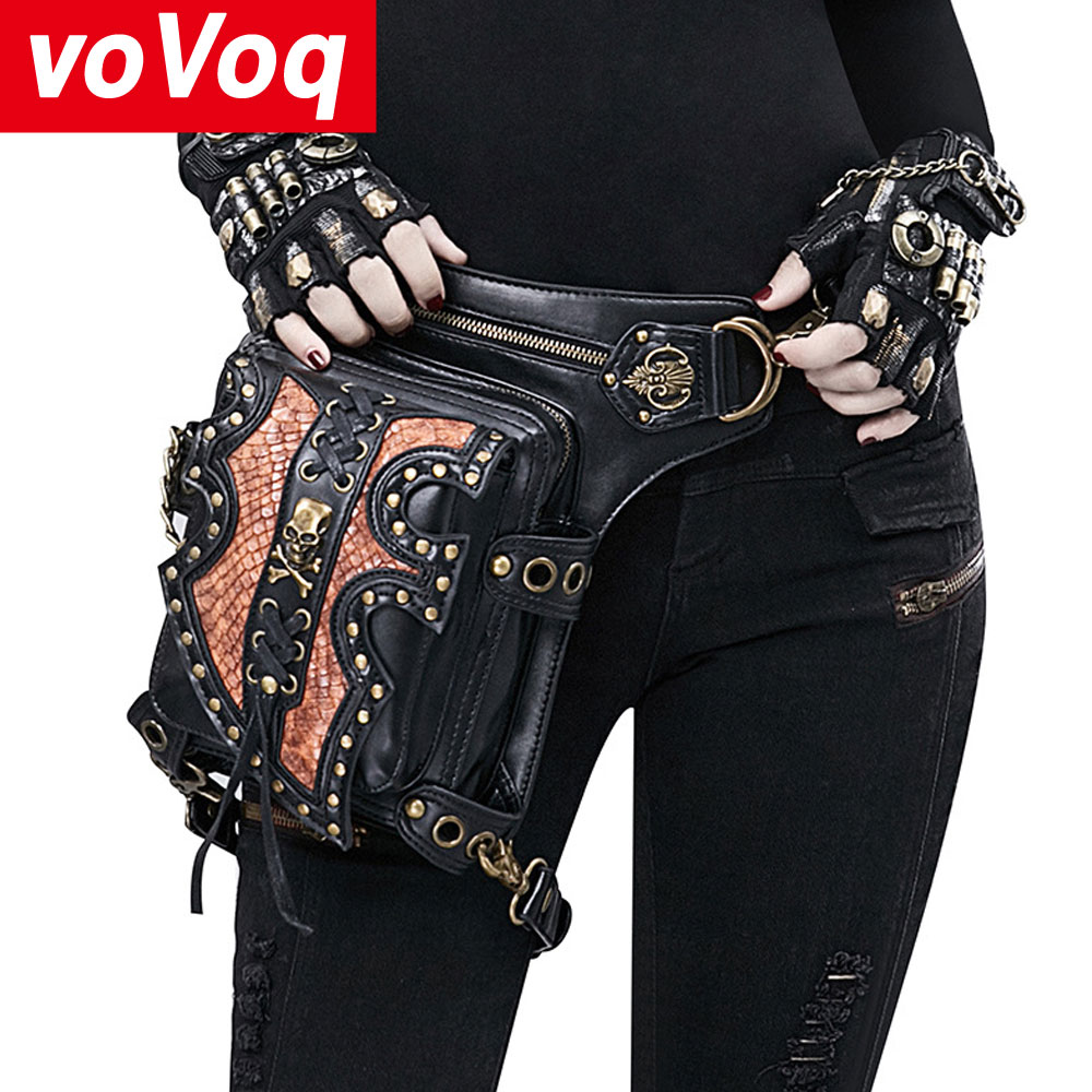 Steampunk Locomotief Vrouwen Schouder Messenger Bag Gothic Retro Schedel Multifunctionele Knight Heuptas Mannen Been Zakken