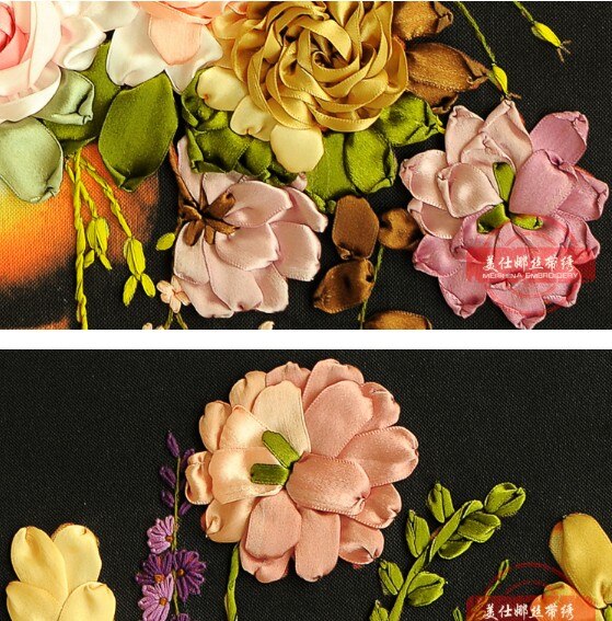 3D Rosa botella de la flor de pintura de bordado de artesanía bordado círculo DIY a mano costura Arte de la pared Decoración