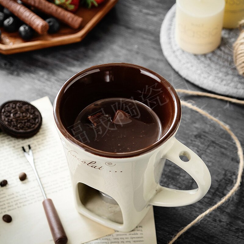 Fondue Mug Set Personal Mini Fondue Pots Chocolate Cheese Ice Cream Fondue Maker Kit Individual Butter Melter Cup Small Warmer