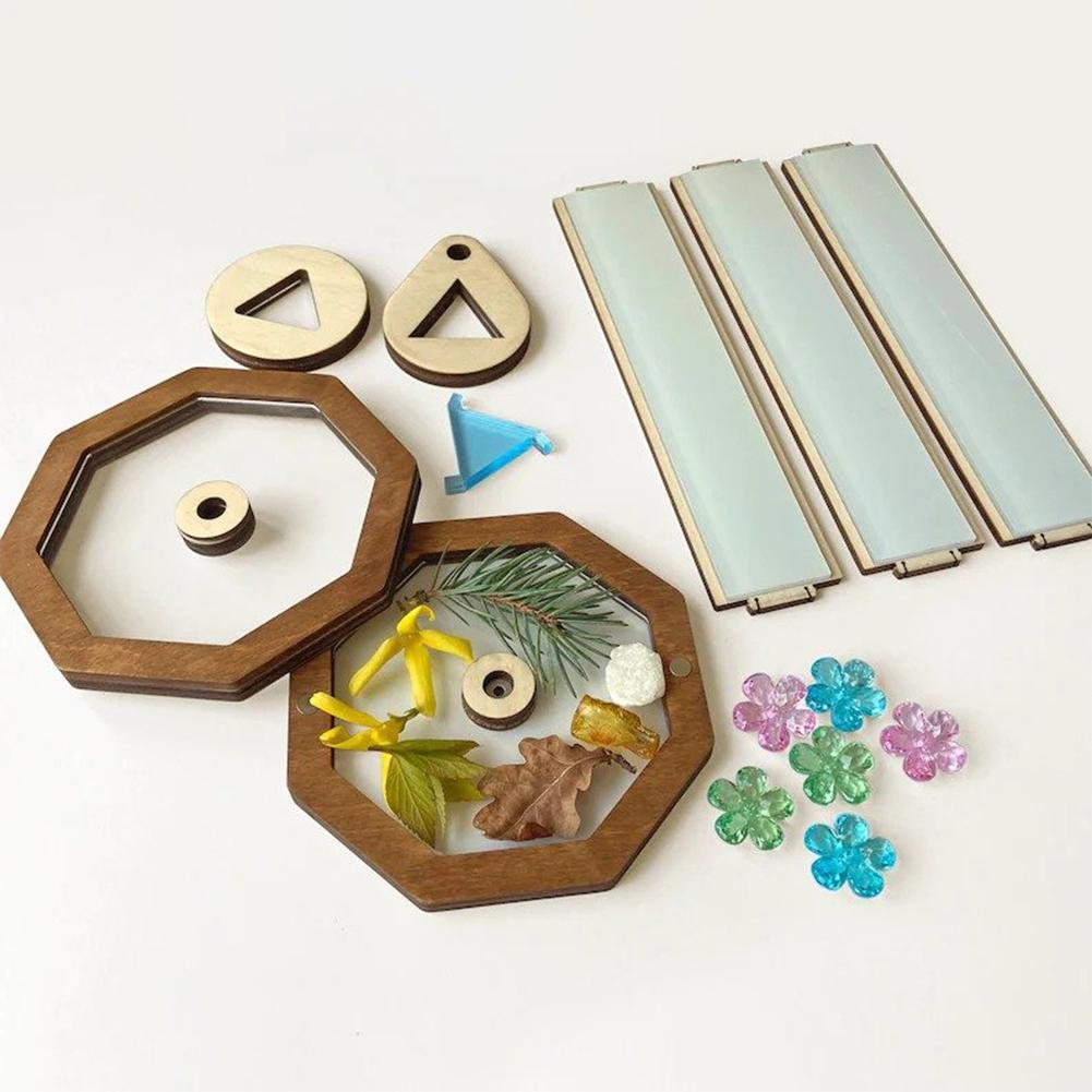 Diy Caleidoscoop Kit Kinderen Klassieke Speelgoed Houten Caleidoscoop Top Peuter Zintuiglijke Speelgoed Kids Ouder-kind Interactief Spel