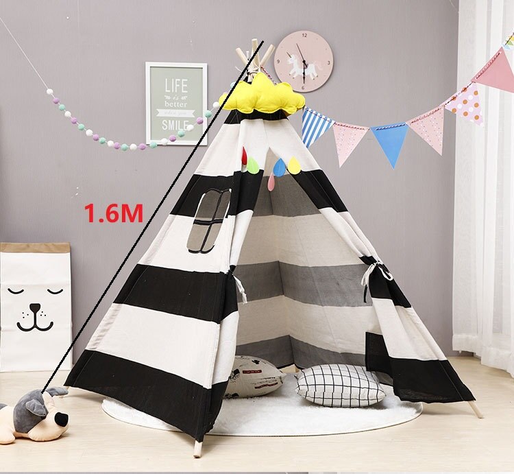 Children's Tent Kids Portable Tent Indoor Lawn Tent Toy Space Cartoon Castle Tent: BALCK 1.6M