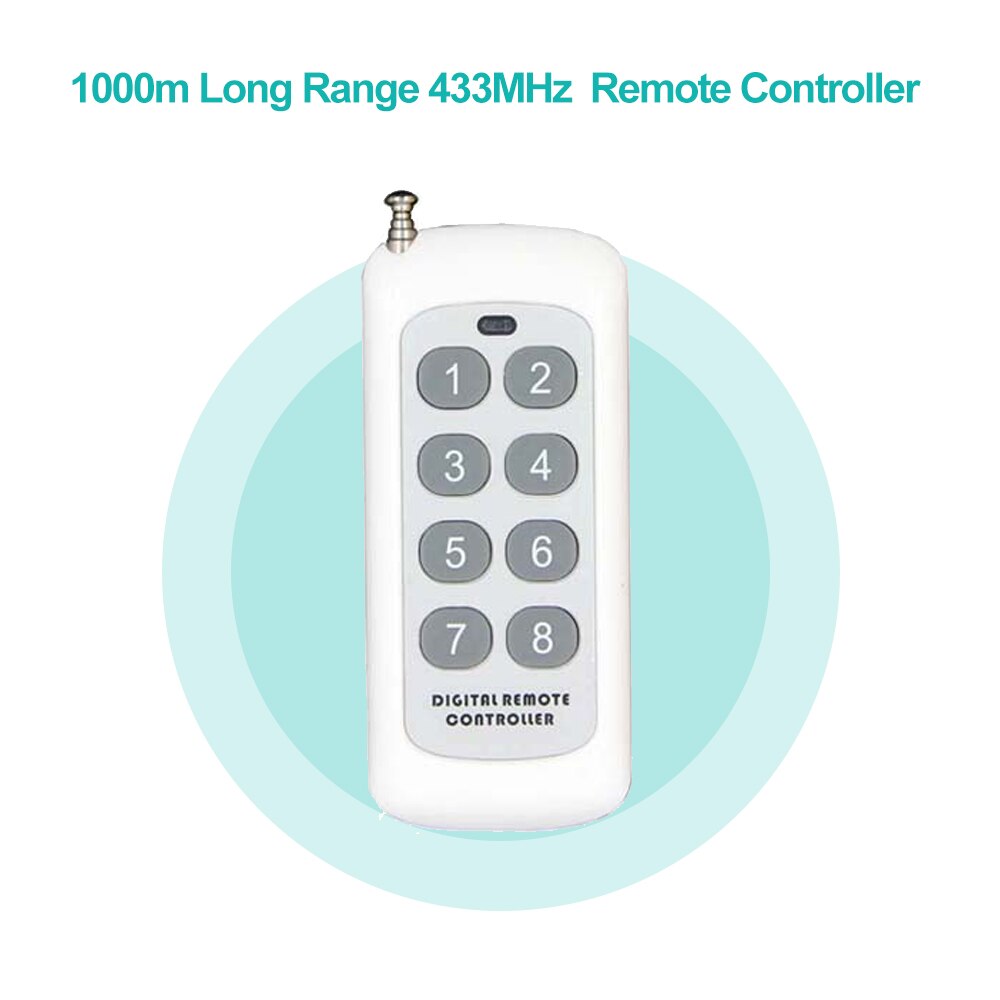 1000m longue portée Distance haute puissance 2CH sans fil télécommande émetteur 2 CH canal RF 433 MHz Portable porte-clés
