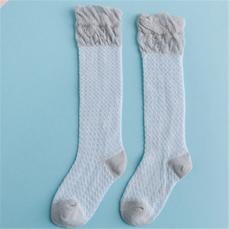 Frühlings- und sommer-netzstrümpfe für babys, farblich abgestimmte dünne, atmungsaktive babysocken, hohe socken für mädchen: Grau / M (1-3t)