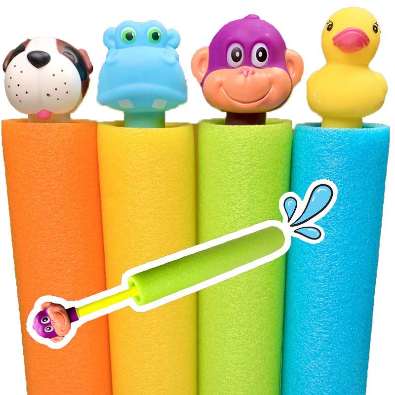 35*5cm Fun Beach toys children's pull foam EVA water gun animal head Color Random