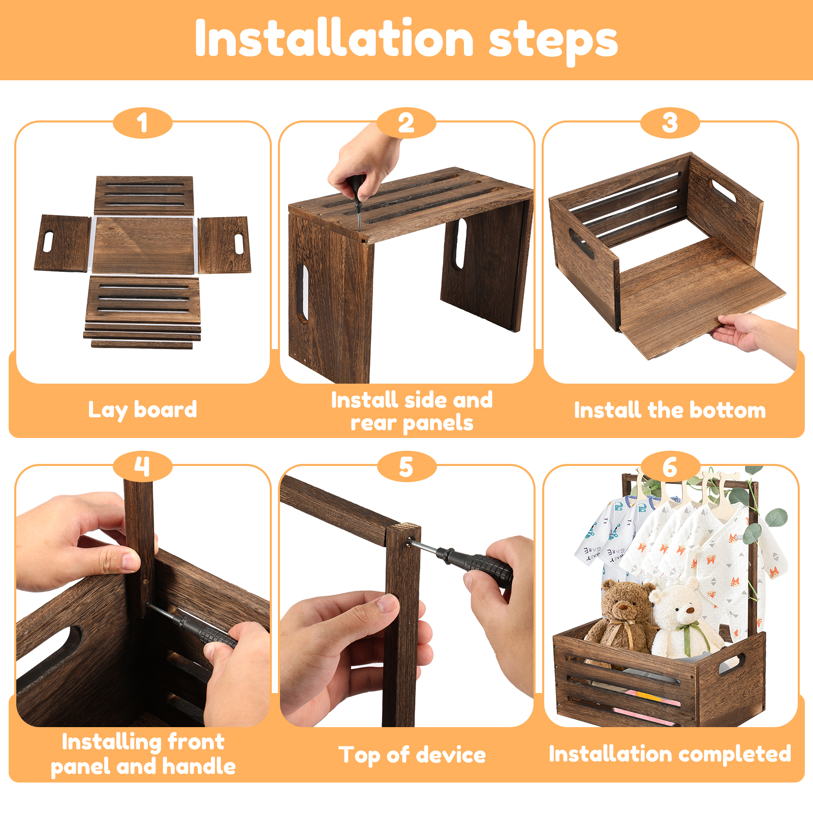 Holz Baby Dusche Lagerung Korb Baby Spielzeug Lagerung Kiste mit Griff Dekor Mehrzweck Korb für Jungen Mädchen Neue Eltern