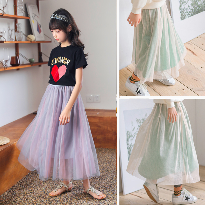 Faldas de princesa de malla para niños, ropa que combina con todo, de longitud media, 8, 12, 13 y 14 años