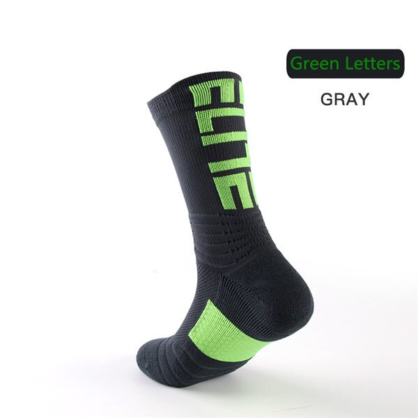 Herre elite sportsstrømper basketball anti-skrid fortykket frotté dæmpende anti-shock sokker strikke sokker inden for 24 timer: Grøn