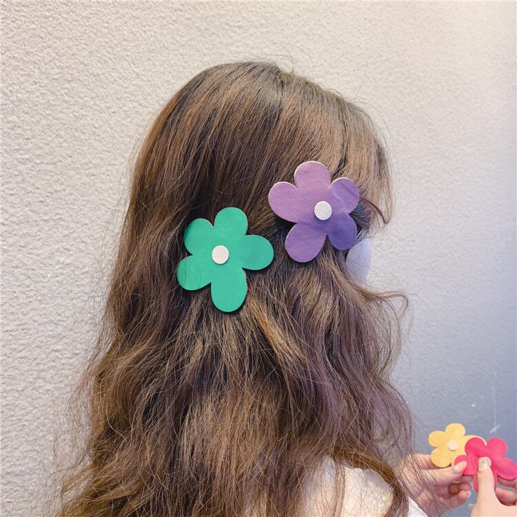 Korea 'S Ins Meisje Eenvoudige Grote Bloem Kinderen Haar Clip Kant Clip Bb Clip Leuke Kleurrijke Zoete haar Clips