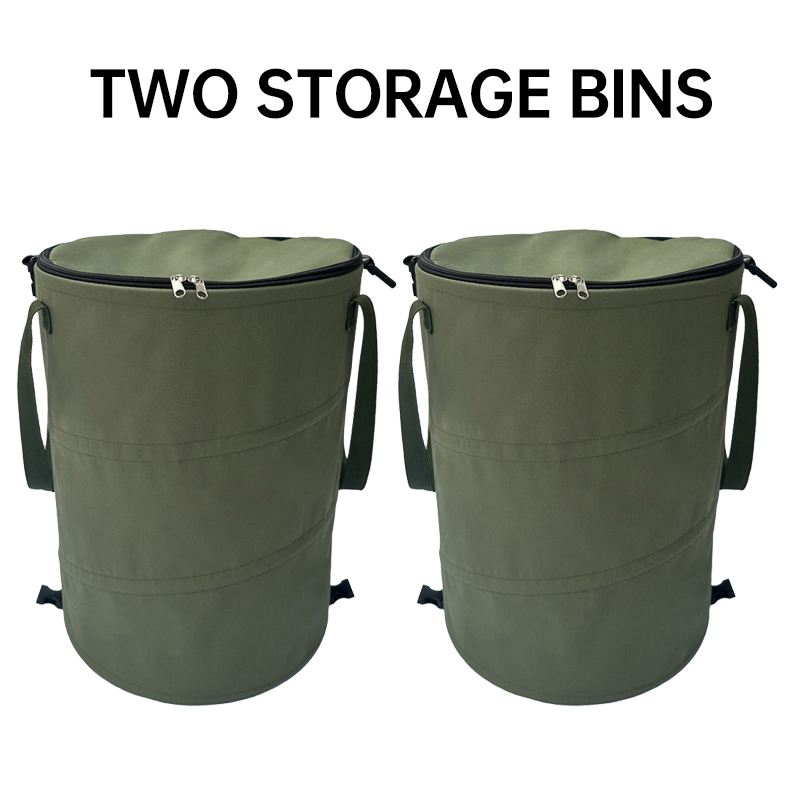 Camping Trash Can Pop-up Circular Storage Pail Canvas Foldable Recycling Bin Outdoor Garbage Garden Yard Garbage Bag: Blue