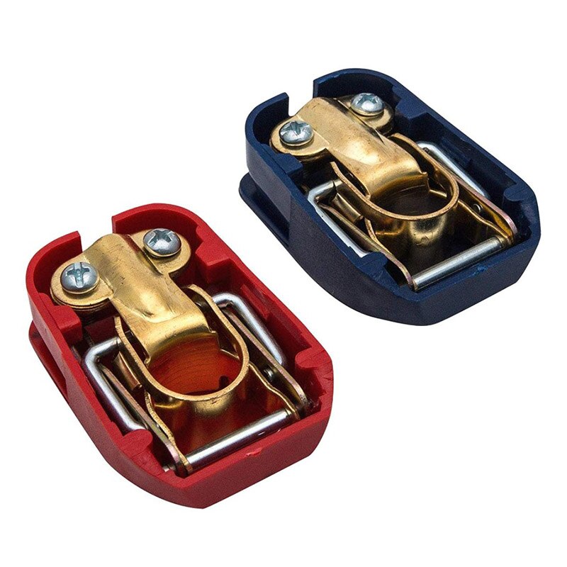 NST 2pcs Brass Battery Quick Release Connectors Battery Quick Disconnect Terminals (Red & Blue)