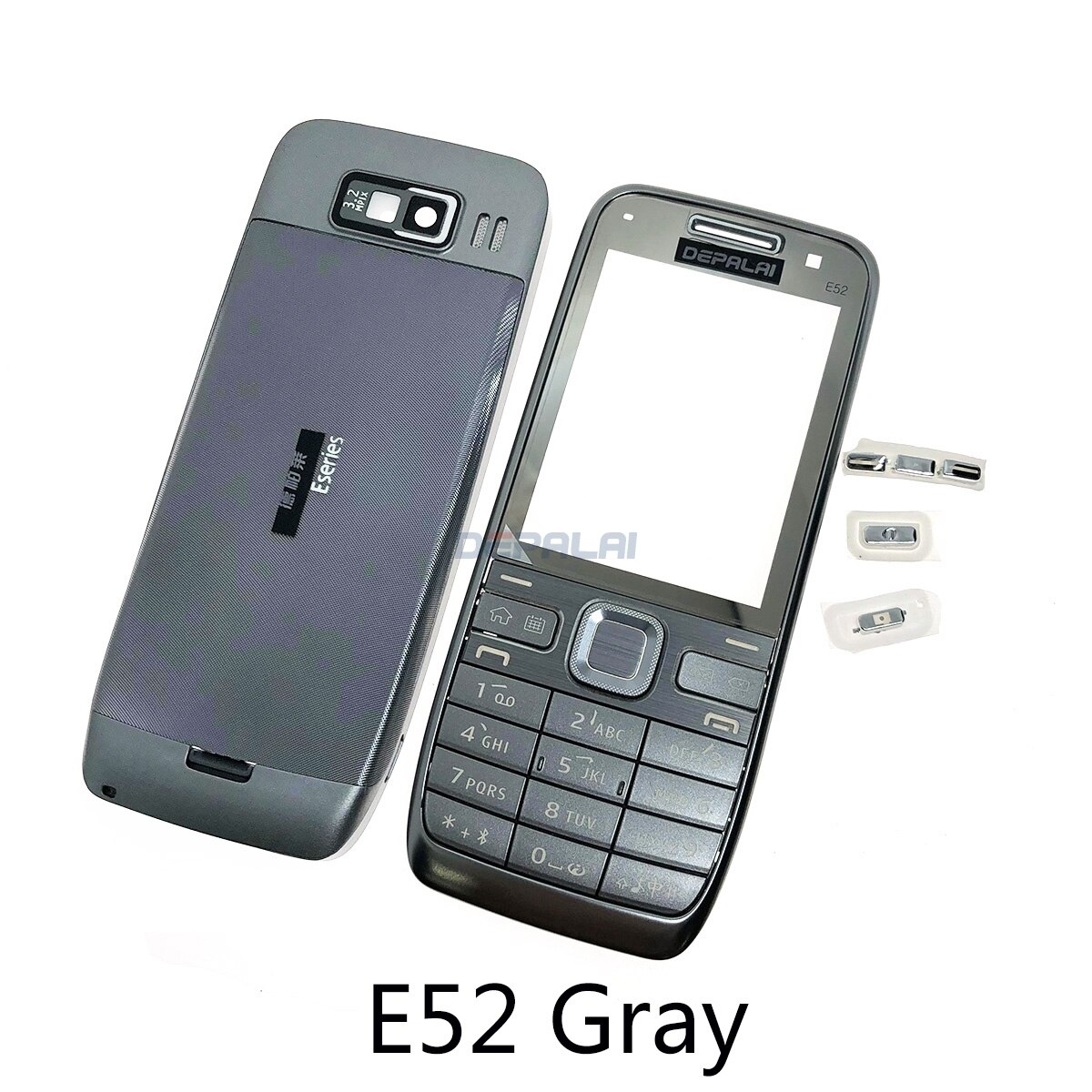 For Nokia c5-00 C5 E52 Housing Front Faceplate Frame Cover Case+Back cover/battery door cover+Keypad: E52 Gray