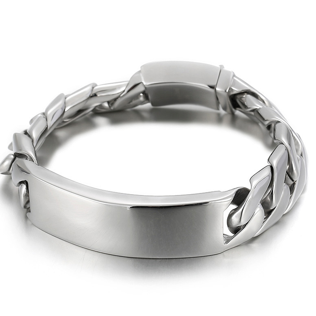 Schwere Edelstahl Armreif 17mm 8,66 Zoll Bordstein Kubanischen Kette Glatte Bar Ich würde Armbänder für Männer Frauen Freies fabrik Bieten