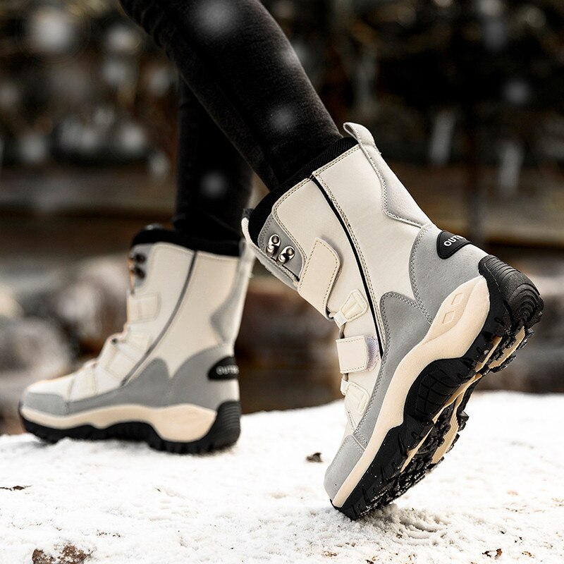 Botas de esquí antideslizantes para mujer, botines de nieve cálidos de media pantorrilla de , cómodos para exteriores, invierno,