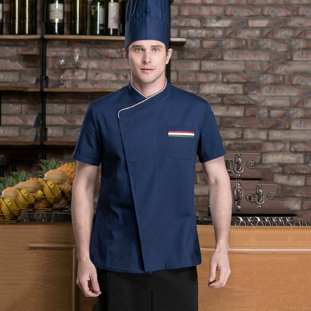 Restaurant kok arbejdsskjorte kortærmet sommer køkken kantine madlavningsuniform hotel restaurant tjener arbejdsjakke: Frakke 4 / Xxxl
