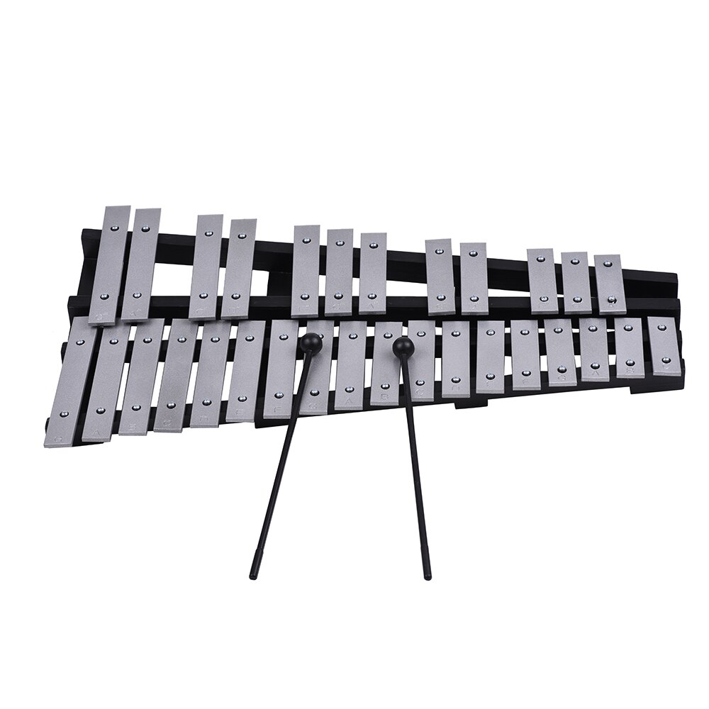 Foldable 30 Note Glockenspiel Xylophone Wooden Frame Aluminum Bars Educational Percussion Musical Instrument with Carrying Bag