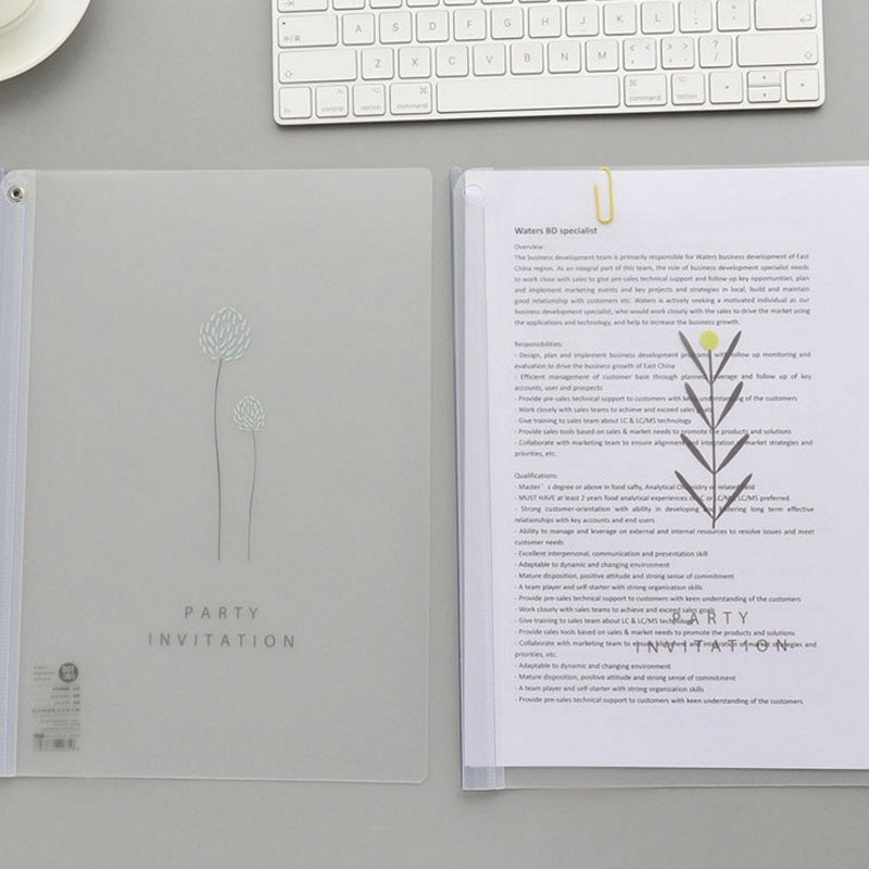 1 Pcs Cute A4 Plant Binder File Folder Insert Folder Document Filing Clip Stationery Lever Rod Pumping Rotary Clip Folder