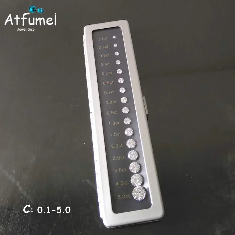 Diamond Zirconia Size Reference Contrast Carat Weight Diameter Special Cut Scale Master Teaching Tool Gemstone Contrast Tool: GRAY