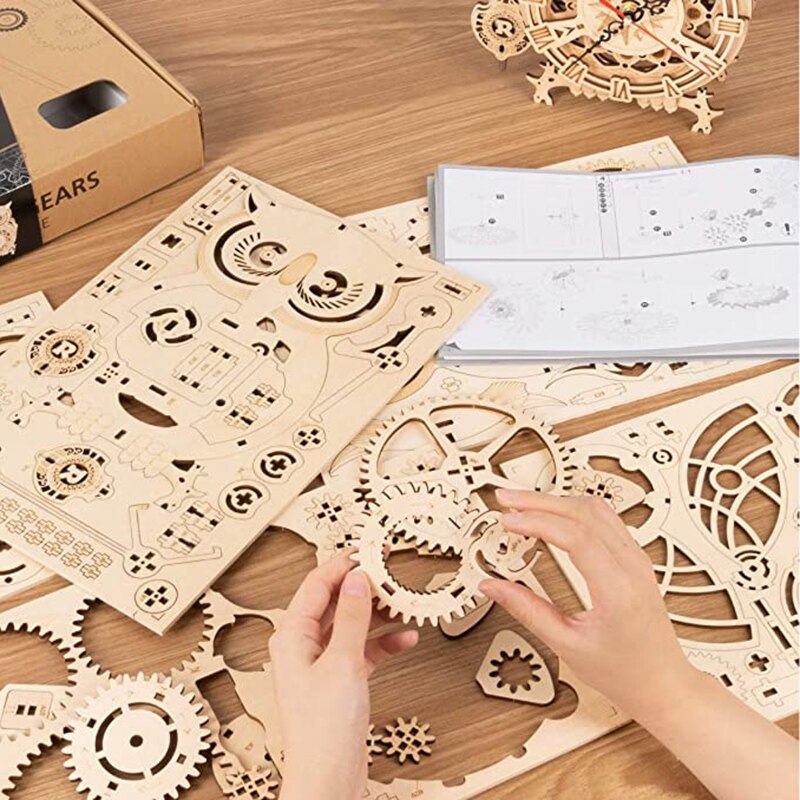 Nieuw 3D Houten Puzzel Klok Model Kits Cadeau Voor Volwassenen & Tieners Uil Klok