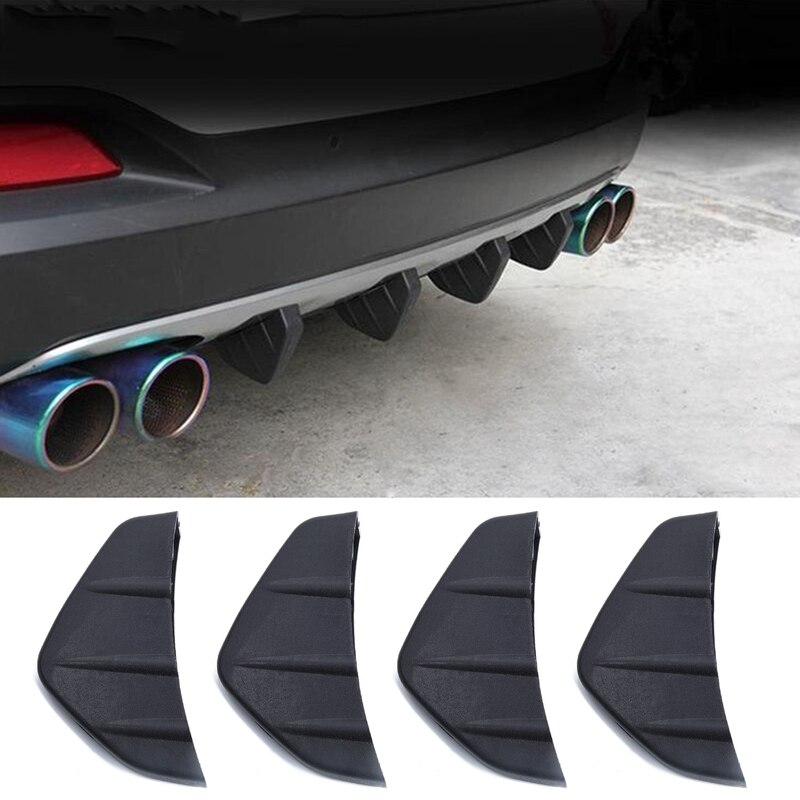 4 stk universell bil bakre støtfanger leppe diffusor hai finn stil bil tilbake støtfanger spoiler leppe splitter bil-styling auto tilbehør