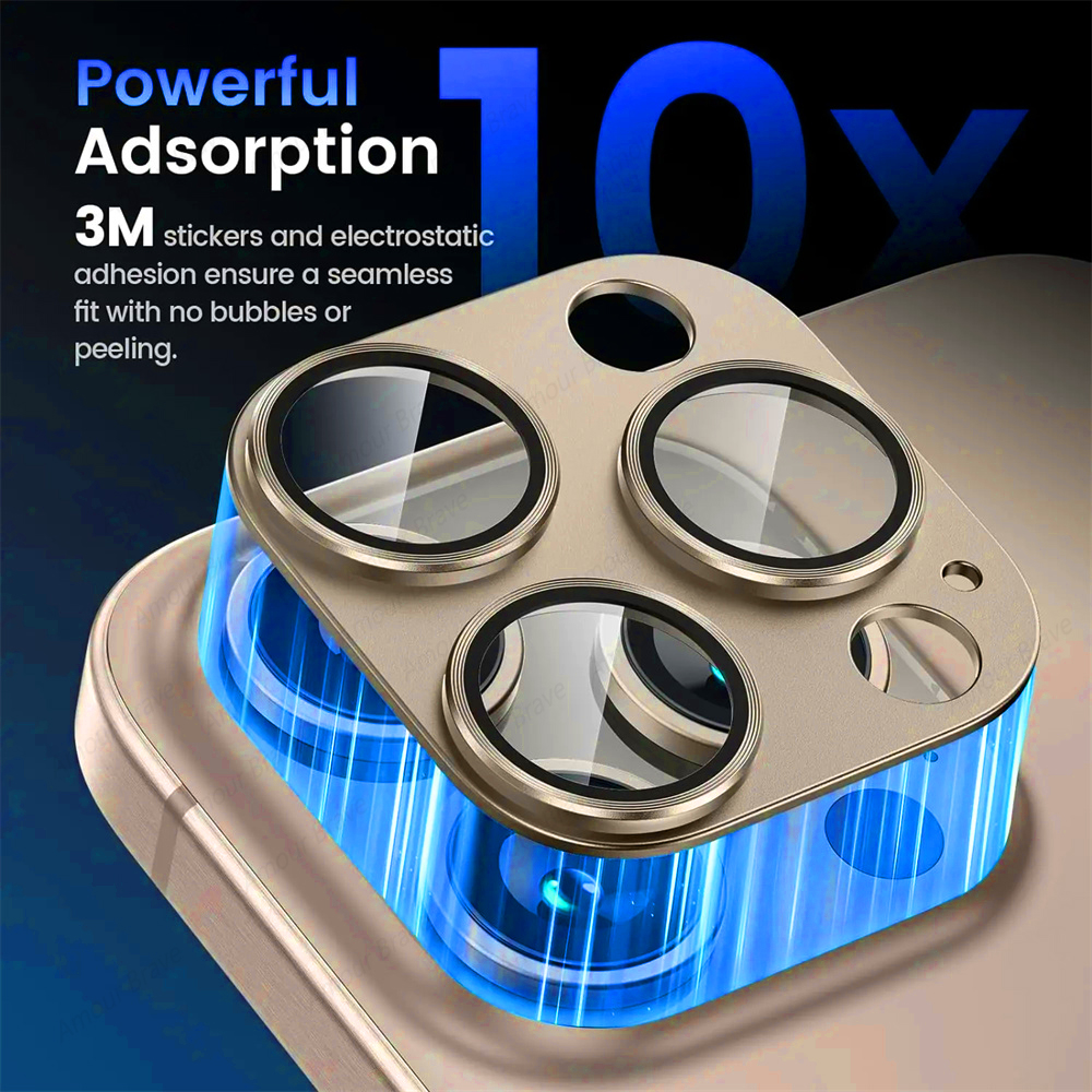 Protezione della fotocamera per iPhone 16 pro Max Protezione per lenti in vetro temperato per iPhone 11 12 13 14 15 16 pro Max più Vetro per lenti in metallo