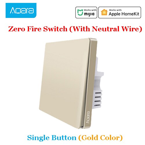 Originale Xiaomi Norma Mijia casa Intelligente di Controllo Della Luce Singolo filo di Fuoco ZigBee Chiave Senza Fili Interruttore A Parete Via Norma Mijia Apple Homeki APP: with neutral 1 Gold