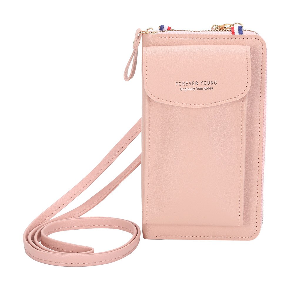 Vrouwen Portemonnee Beroemde Mobiele Telefoon Tassen Grote Kaarthouders Handtas Purse Clutch Messenger Schouder Lange Bandjes: Roze