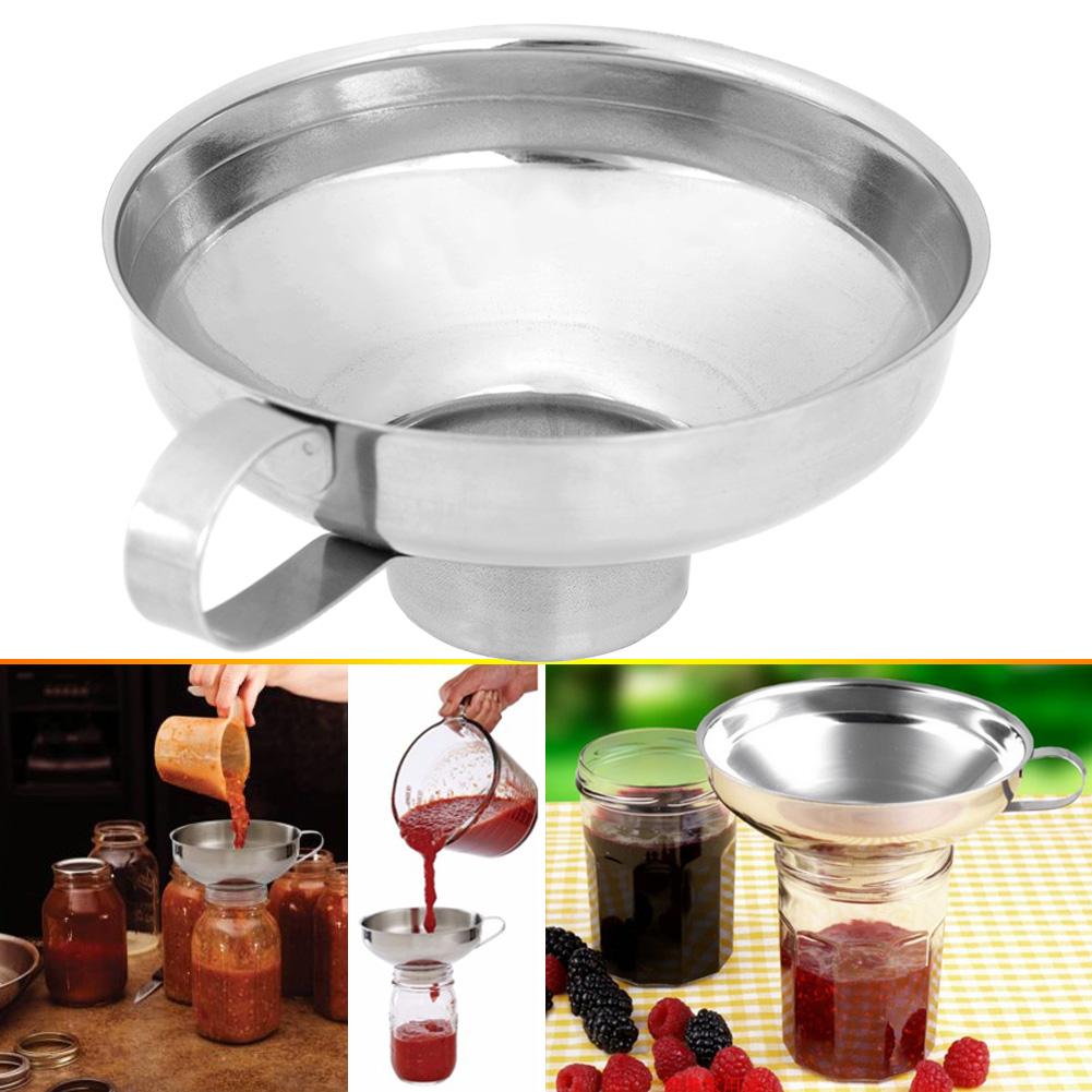 Stainless Steel Wide Mouth Canning Funnel Thick Salad Dressing Funnel Oil Leak Kitchen Tool Smooth surface and easy to cle