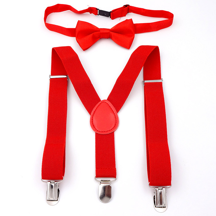 Suspenders with Bowtie Men Bow Tie Set Mens Braces Womens Adjustable Suspenders Pants Wedding Ties Accessories: Red