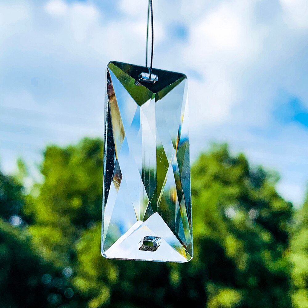 5PCS 50mm Rectangle Transparent Crystals Pendants Chandelier Glass Crystals Lamp Prisms Hanging Ornament Parts Drops 2 Holes