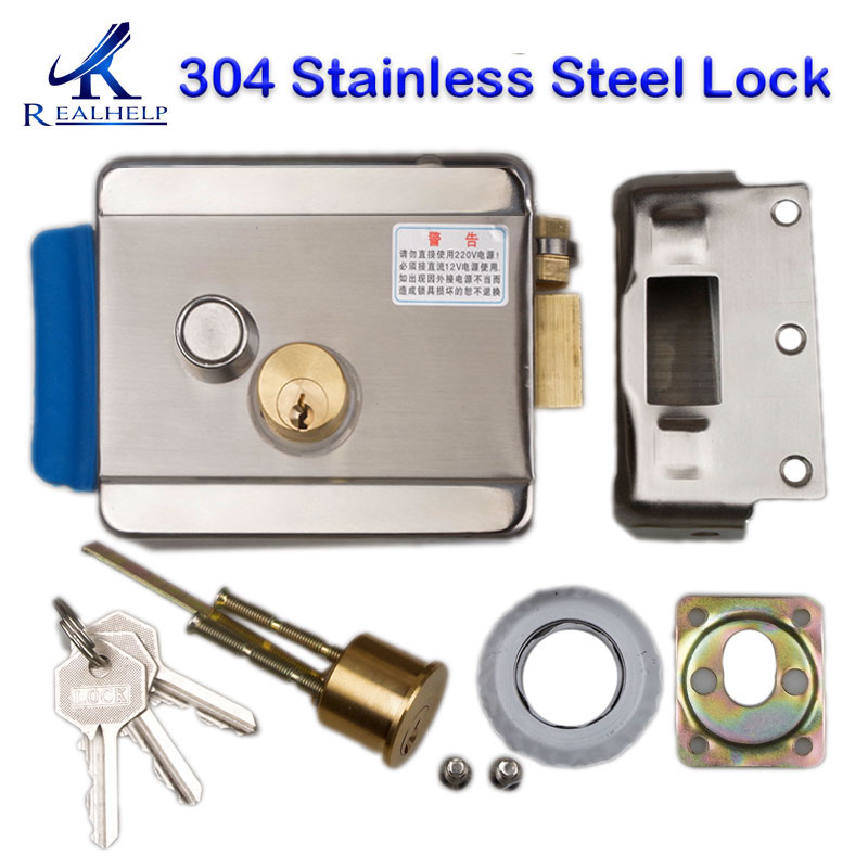 Electric Rim Lock Stainless Steel Electric mortise lock DC12V electromechanical Lock Gate Locks With Deadbolt