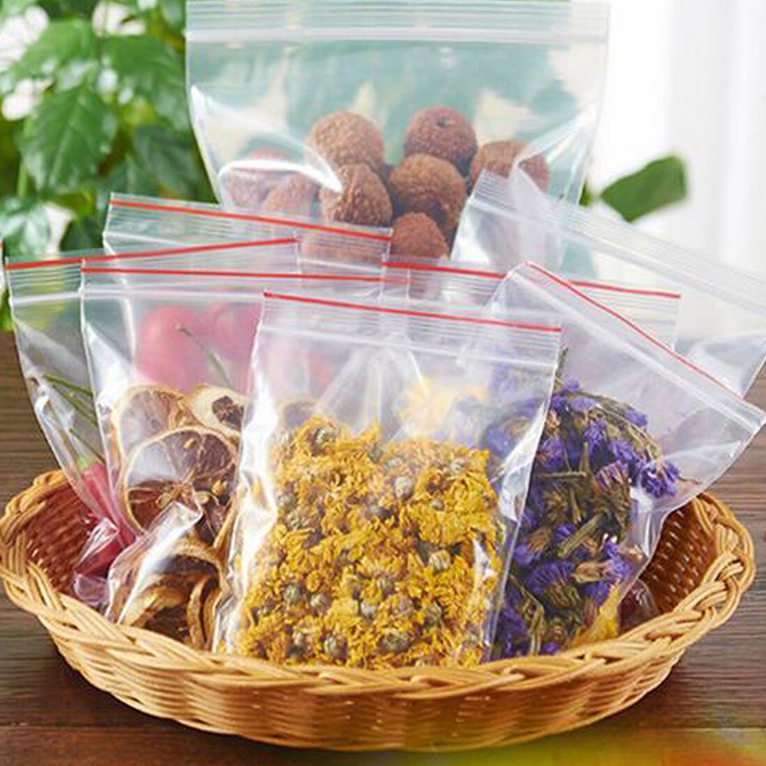 100pcs Zip Lock Bags Small Jewelry Packing Reclosable Vacuum Storage Bag Clear Food Storage Package Fresh bag Thickness 0.05mm