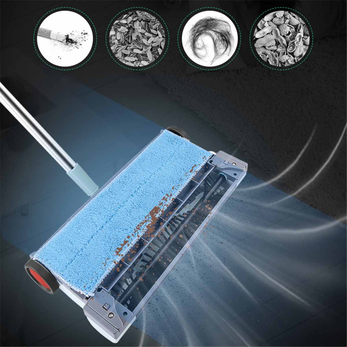 Hand-Push Electric Automatic Sweeper Carpet Cleaner Broom Dustpan Household Cleaning Tools Vacuum Cleaner Can Clean Hair Crumbs