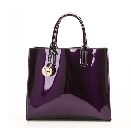 Herald brillant solide en cuir verni femmes sacs dames Simple luxe 3 ensembles sacs à main décontracté femme sacs à bandoulière: Purple1