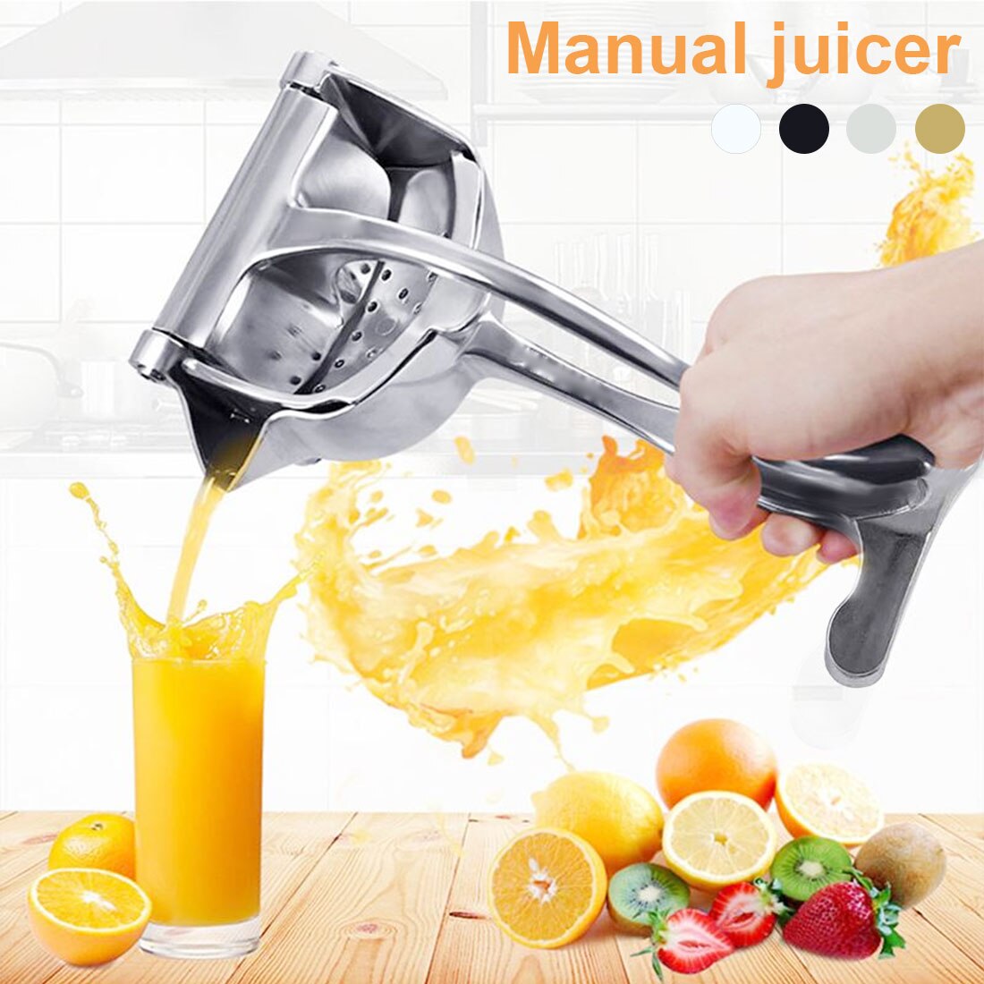 1Pcs Aluminium Handleiding Fruit Juicer Citroen Watermeloen Granaatappel Oranje Fruit Huishouden Squeezer Tool Keuken Accessoires