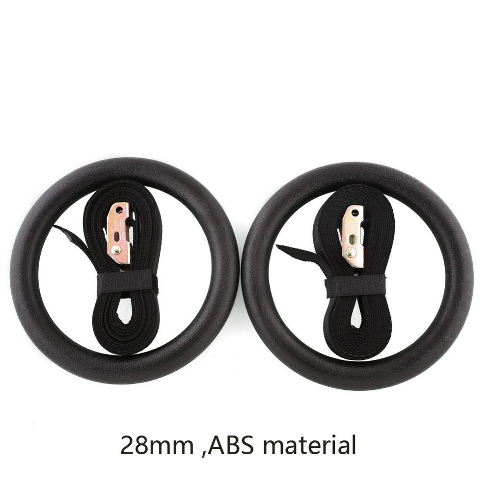 32mm gymnastikringe i træ gymnastikringe med justerbare lange spænder stropper træning til hjemmegymnastik & cross fitness: Sort 28mm