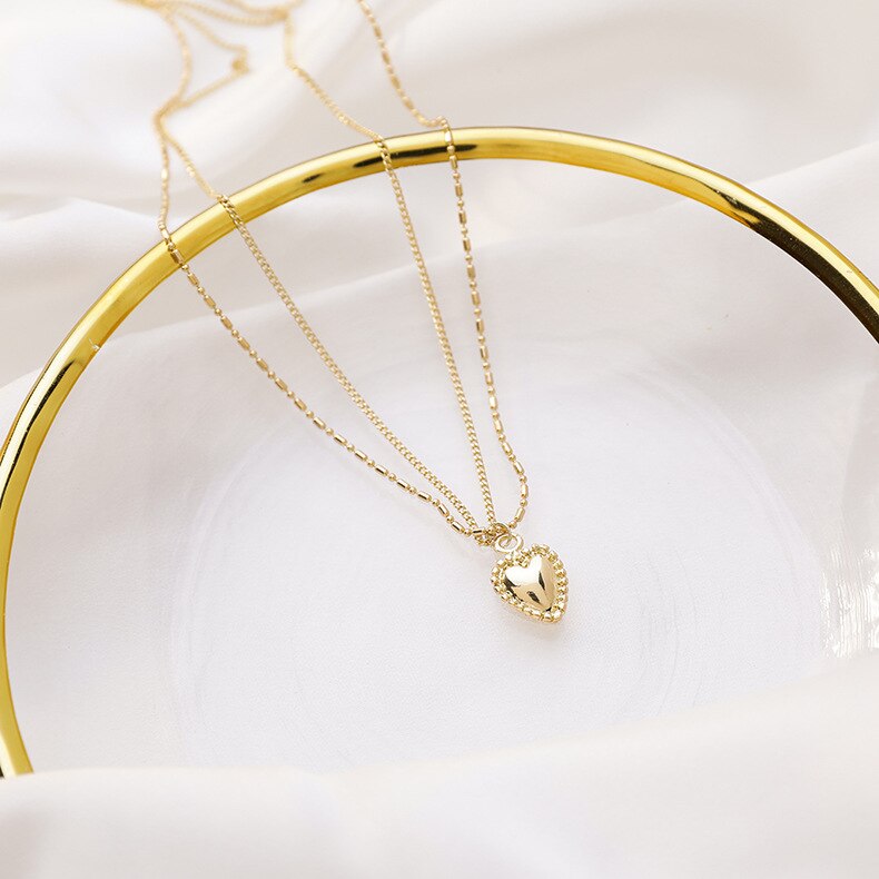 Double Layer Necklace Women's chao wang Red Heart Pendant Choker Non-mainstream INS Simple Light Luxury Neck Ornament: Default Title