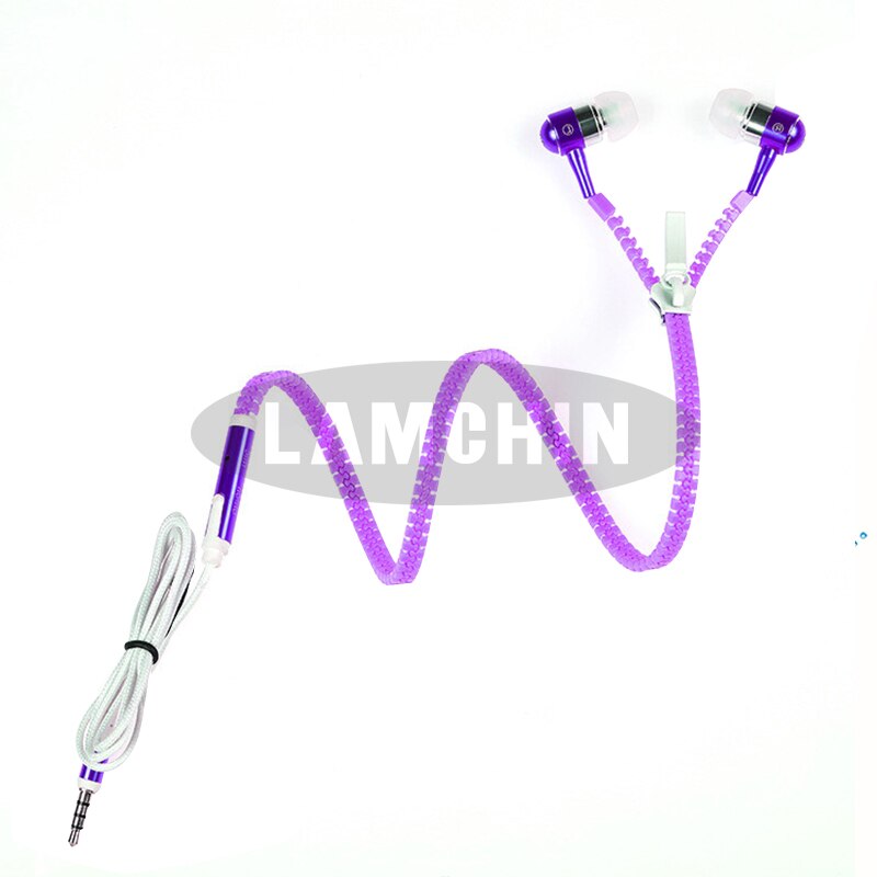 Night Lichtgevende Oortelefoon 5 Kleuren Super Bass Volledige Gloeiende Metalen Rits Oor Telefoons Met Microfoon Voor Iphone Xiaomi Huawei: Purple
