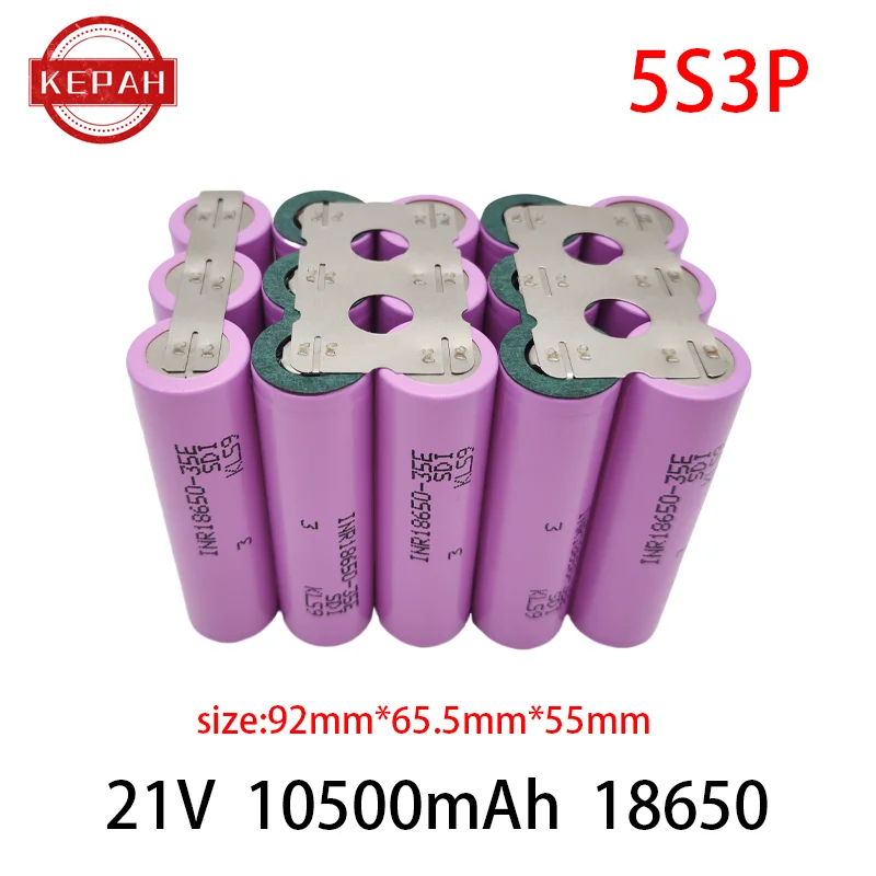Customized5S2P 5S3P 5S4P 6S2P 8.4V 3.7V 10.8V 16.8V 18V 25.2V 18650 35E battery pack 3500mAh for screwdriver electric drill cell: Burgundy