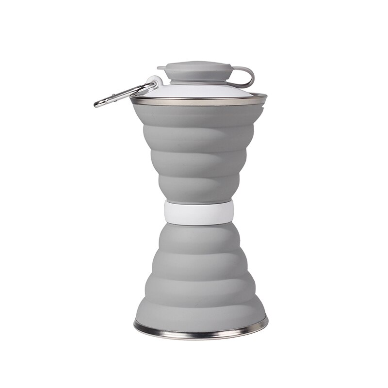 4 Colors 500ML Silicone Folding Water Coffee Win Cups Travel Camping Cup Retractable Telescopic Collapsible Outdoor Sport: Gray
