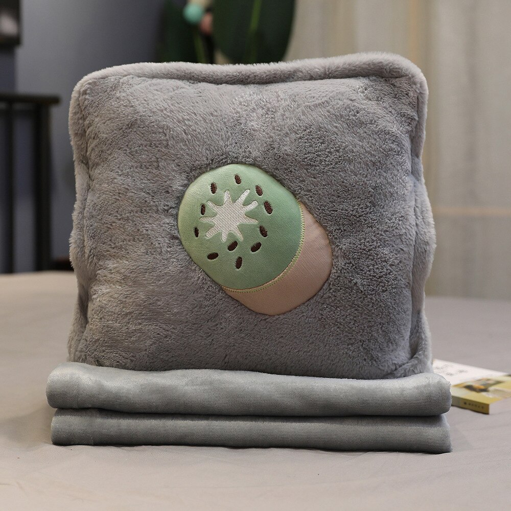 Adorable oreiller en peluche en forme de fruit, carotte, légume, couverture douce 3 in en 1 , kawaii, chaud pour les filles, amoureux, zhz: Kiwi 3 in 1